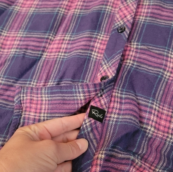 Rails Hunter Plaid Collared Button Down Wisteria Pink Women's Size XS - Picture 6 of 7